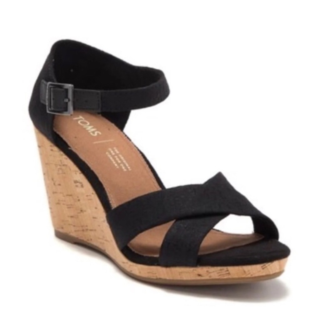 Toms Canvas Sienna Cork Wedge Sandal